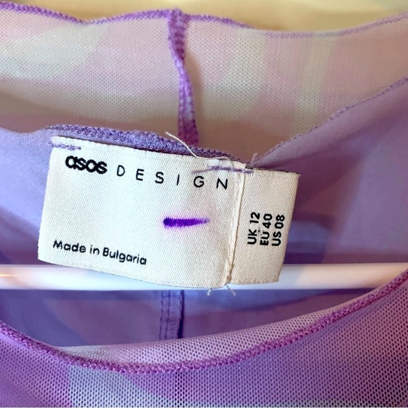 ASOS Design Lilac & Blue Mesh Long Sleeve Midi Dress NWOT - Picture 2 of 7